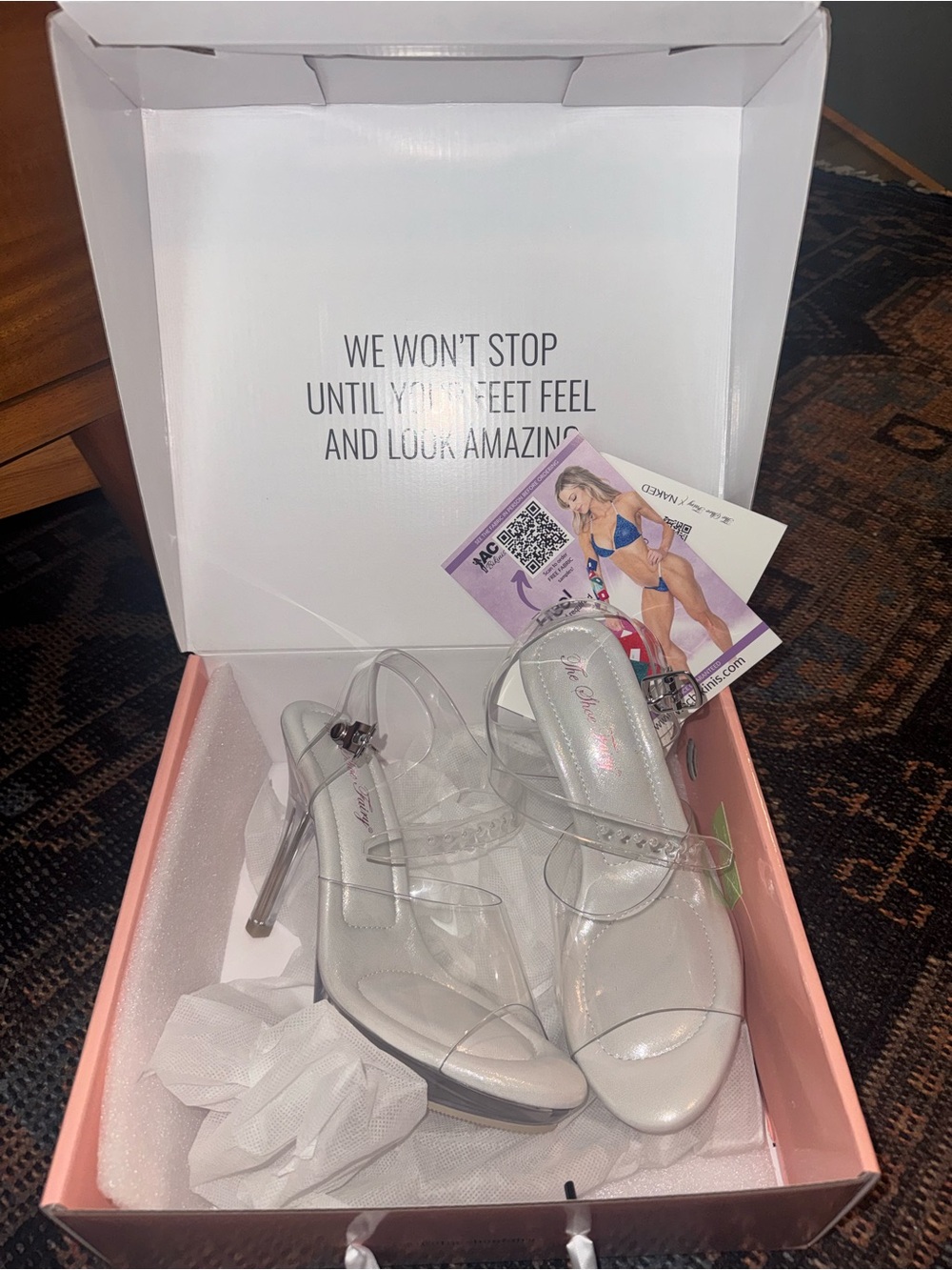 Clear Strap Silver Stiletto Heels for Women